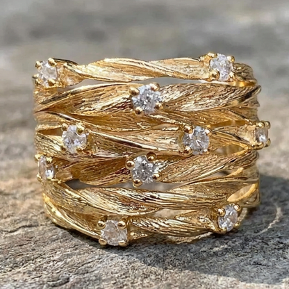 Vintage Golden Zirconia Ring