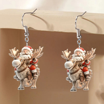 Christmas Santa Claus Deer Earrings