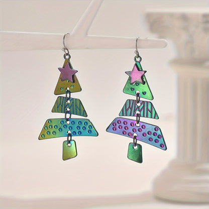 🎄Mixed Metal Christmas Tree Drop Earrings