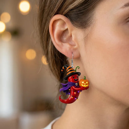 Halloween Witch Chili Pumpkin Dangle Earrings