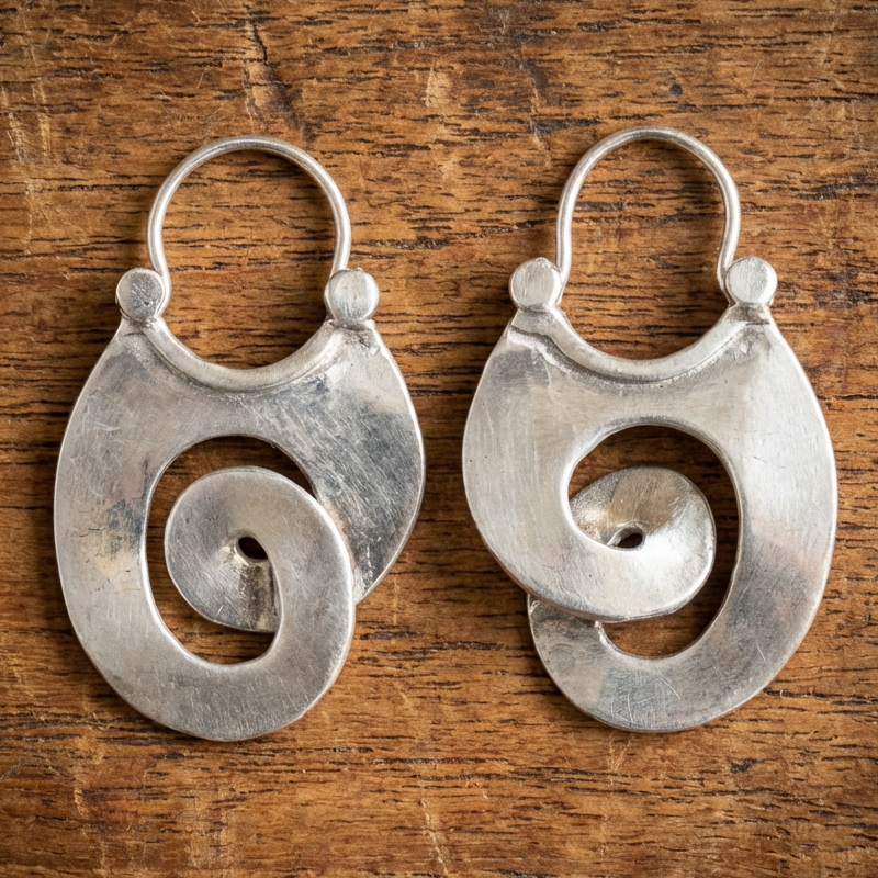 Vintage Irregular Form Silver Earrings