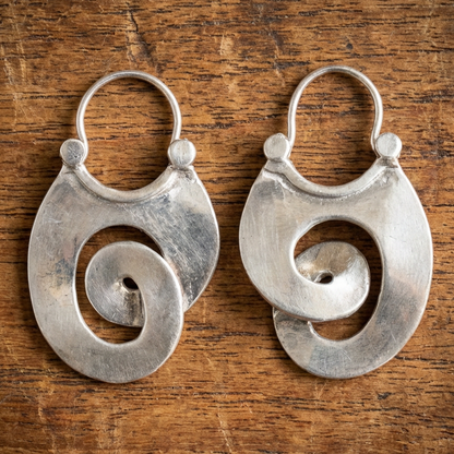 Vintage Irregular Form Silver Earrings