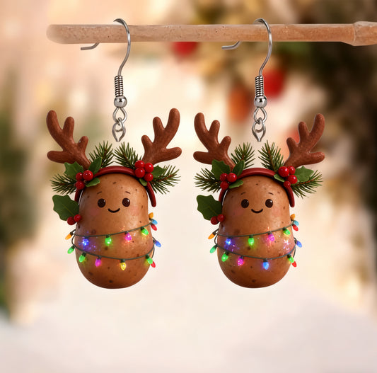 Christmas Potato Figurine Lantern Earrings