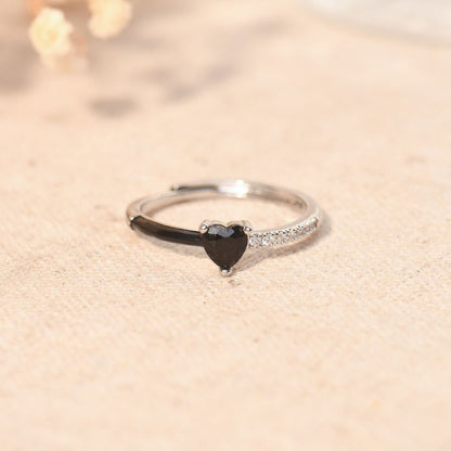 For Memorial - Black Ceramic Heart-shaped Ring