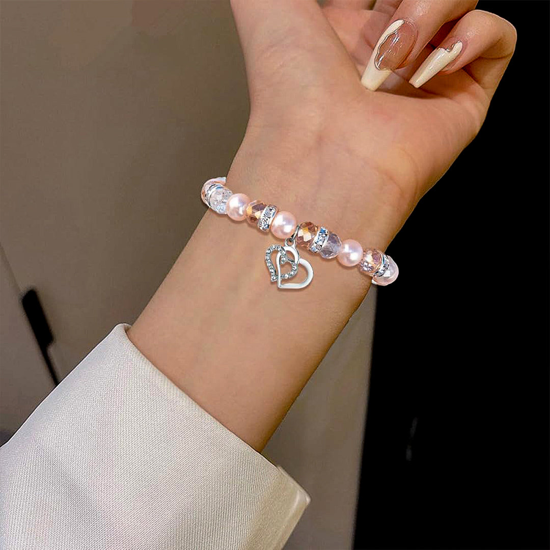 For Granddaughter- We Forever Link Together Pendant Pearl Bracelet