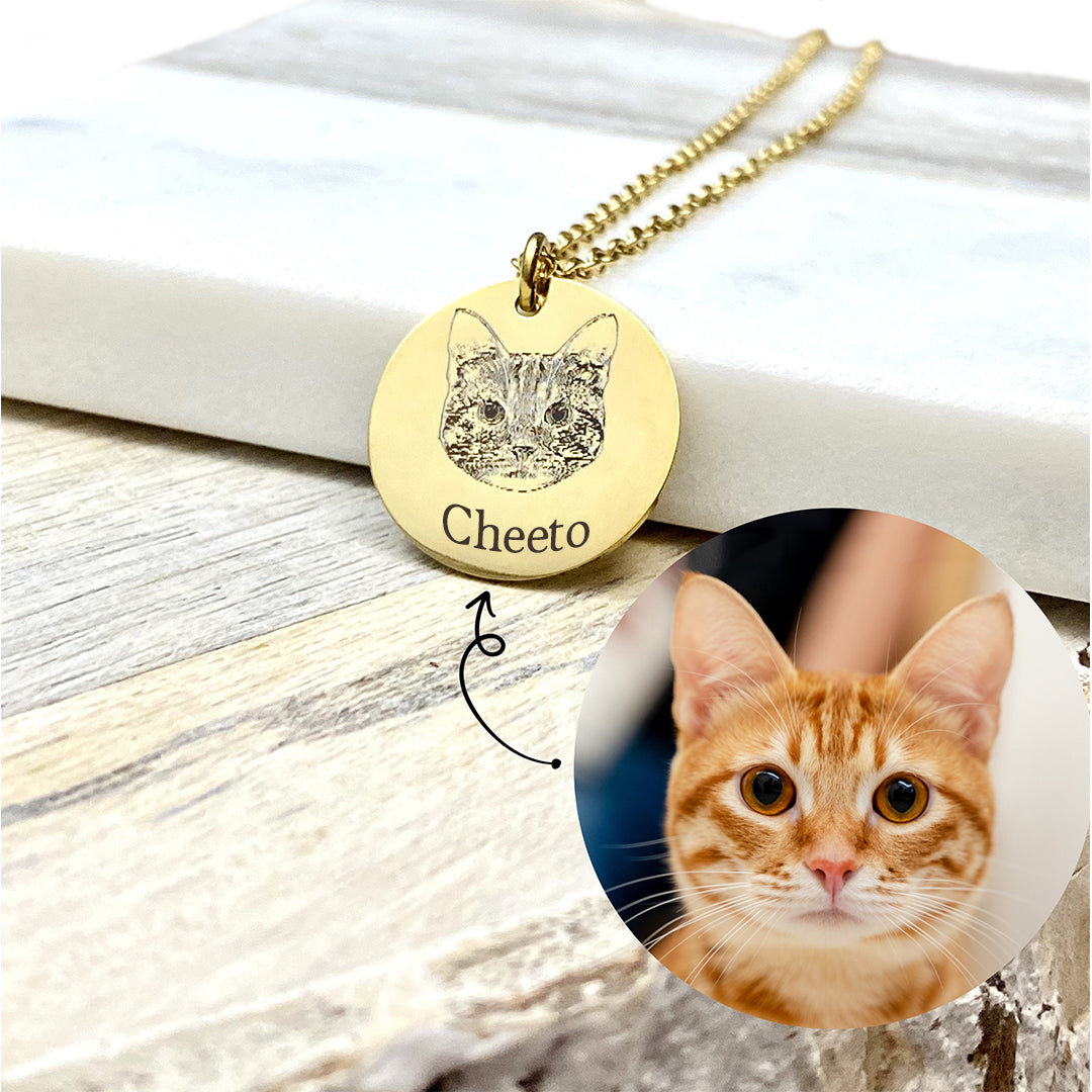 I crossed the rainbow bridge-Custom Pet Face and Name Necklace