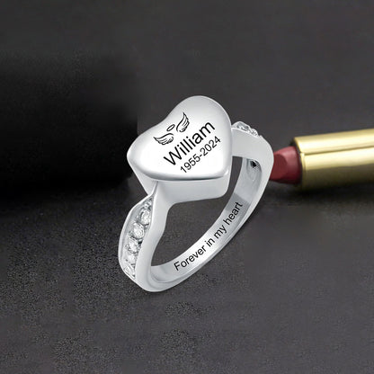 For Memorial-Personalized Name Date Memorial Heart Urn Ring