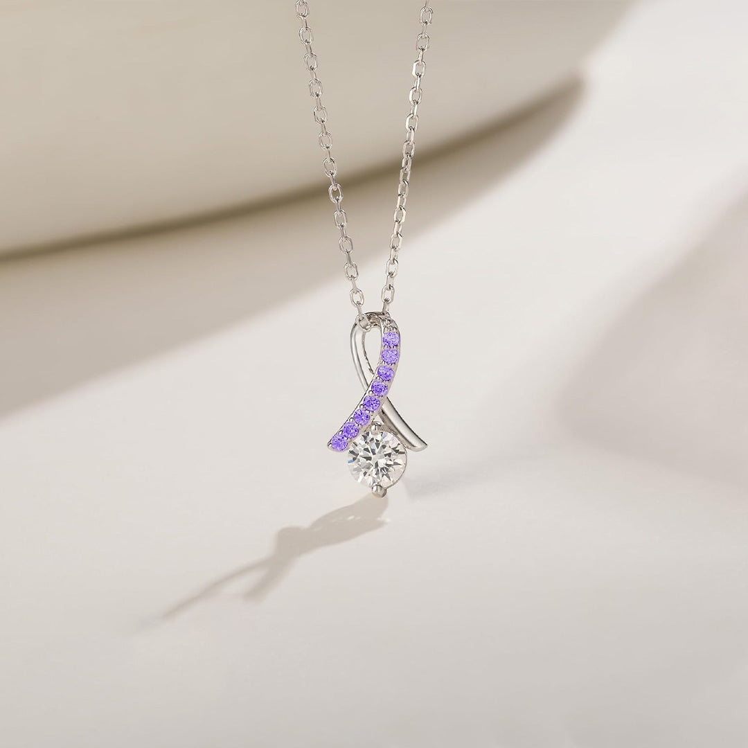 Alzheimer dementia awareness-Purple Diamond Embrace Necklace
