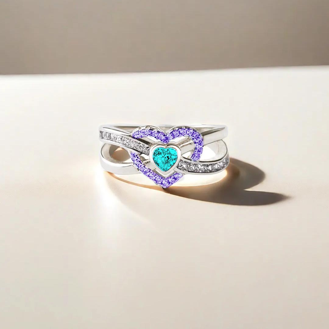 [⚡25% OFF] Suicide Prevention Awareness-Teal And Purple Heart Ring