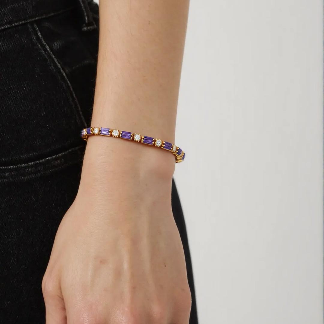 Alzheimer dementia awareness Purple long polka dot bracelet