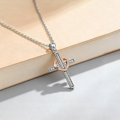For Memorial-Missing You Always Cross Heart Necklace
