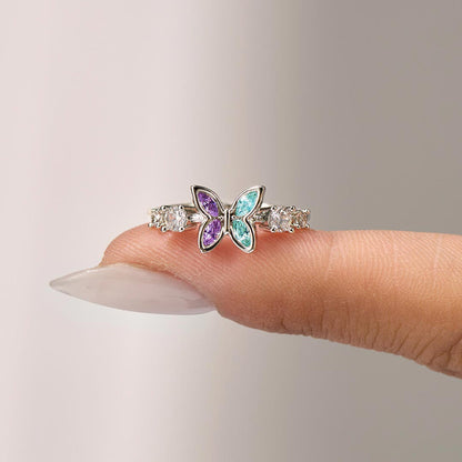Suicide Prevention Awareness-Teal And Purple Butterfly Ring