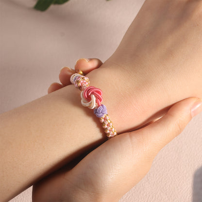 For Granddaughter - A Link That Can Never Be Undone Peach Blossom Knot Bracelet