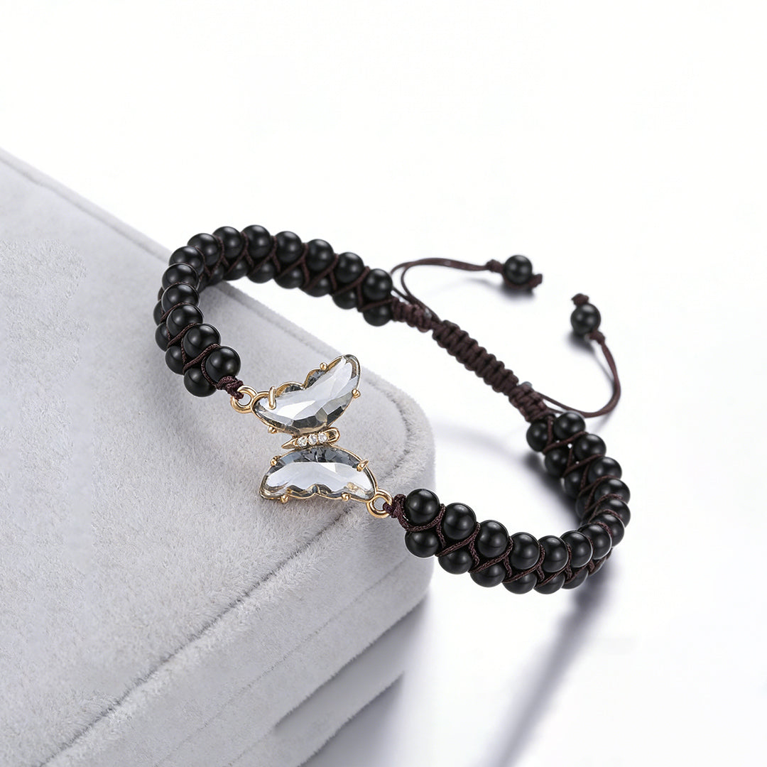 For Memory-Crystal Butterfly Woven Bracelet
