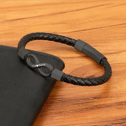 For Love - Specialized with 2 Names Infinity Leather Bracelet