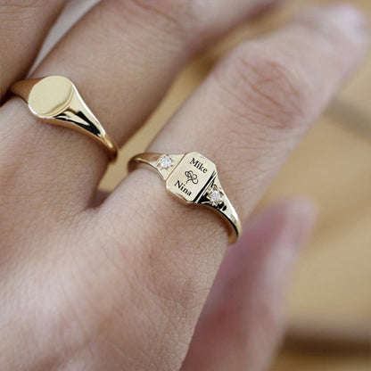 S925 Custom Names and Birthstones Dainty Ring