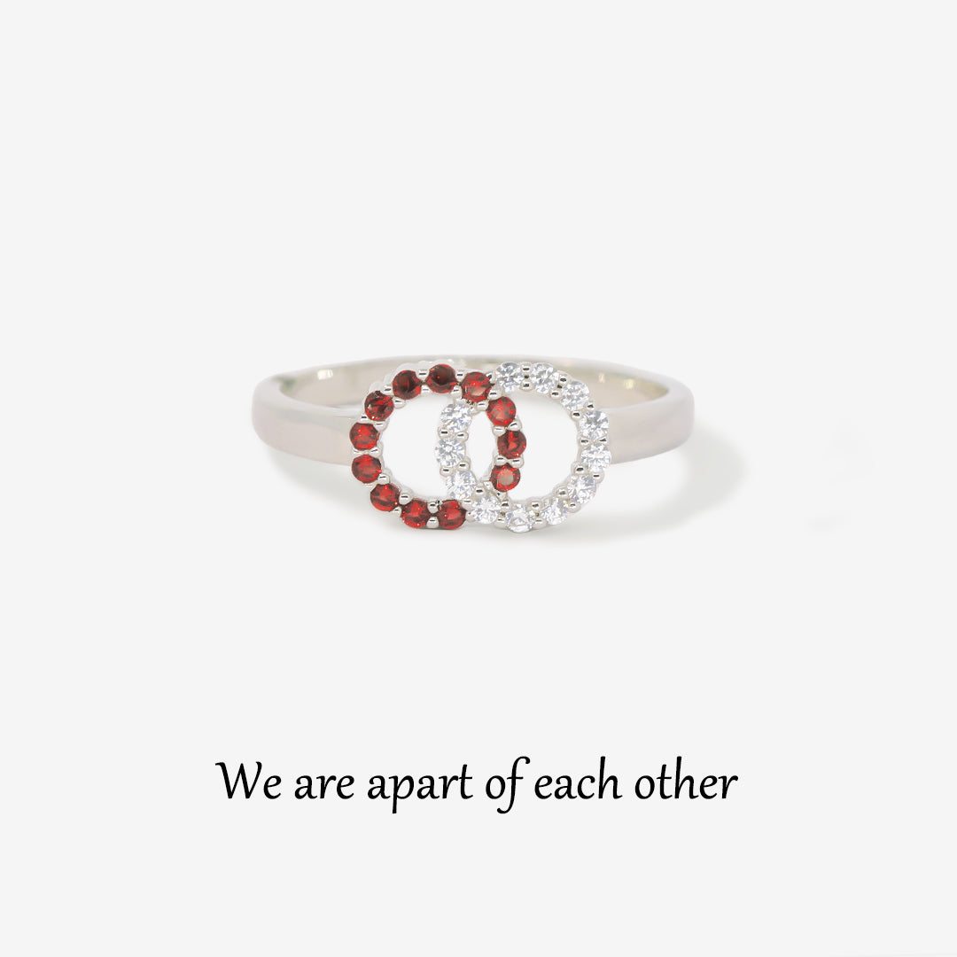 S925 Custom Birthstones Interlocking Ring