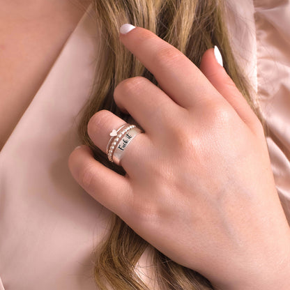 S925 Fuck It Heart-Shaped Stacking Ring