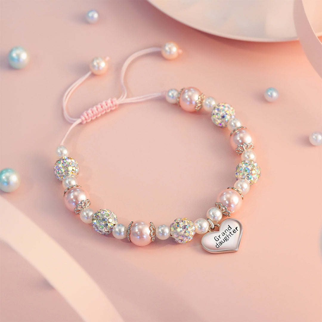 For Granddaughter - Always Keep Me In Your Heart For You Are Always In Mine Heart-shaped Pendant Pearl Bracelet