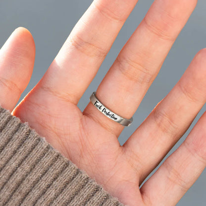 Fuck Perfection Engraved Pink Cubic Zirconia Ring