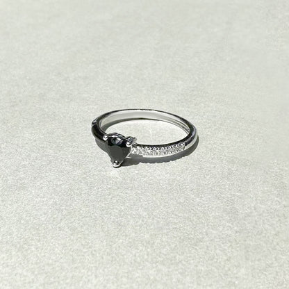 For Self - Me to me Black Ceramic Heart-shaped Ring