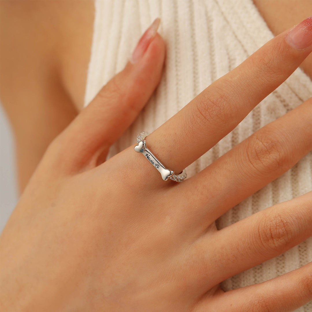 Personalized Dog Bone Shaped Ring