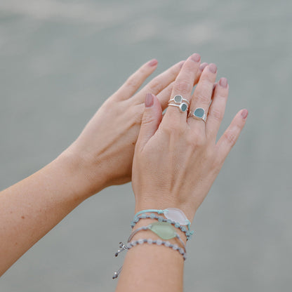 S925 Thalassophile Sea Glass Wide Band Ring