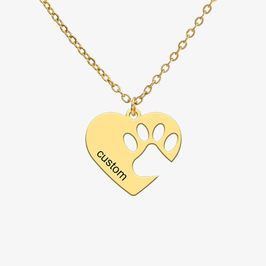 To My Furbaby in Heaven-Paw print heart name customized necklace