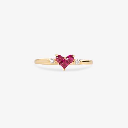 Breast Cancer Awareness-Red diamond heart ring