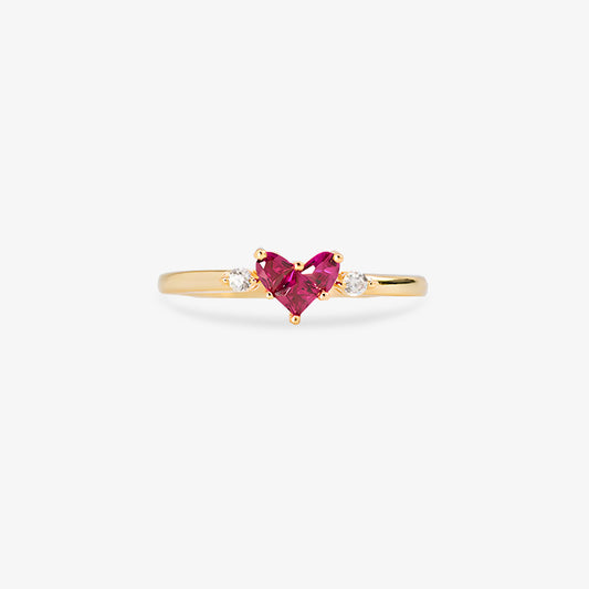 Breast Cancer Awareness-Red diamond heart ring