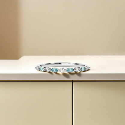 A self-reminder You are still enough Cyan Diamond Thin Ring