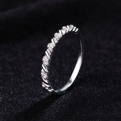 925 Sterling Silver Twisted Moissanite Stackable Ring, Half Eternity Band Ring for Women