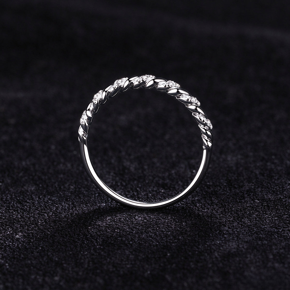 925 Sterling Silver Twisted Moissanite Stackable Ring, Half Eternity Band Ring for Women