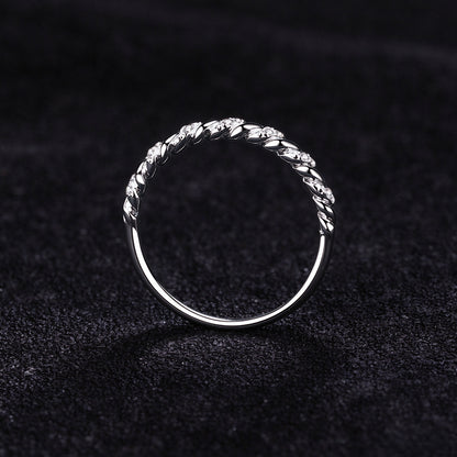 925 Sterling Silver Twisted Moissanite Stackable Ring, Half Eternity Band Ring for Women