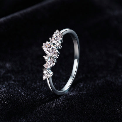 925 Sterling Silver Marquise Moissanite Cluster Ring, Dainty Cluster Promise Ring for Women