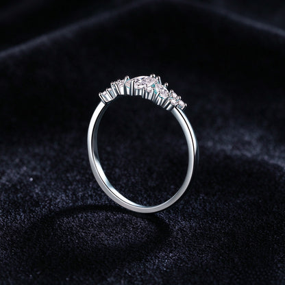 925 Sterling Silver Marquise Moissanite Cluster Ring, Dainty Cluster Promise Ring for Women