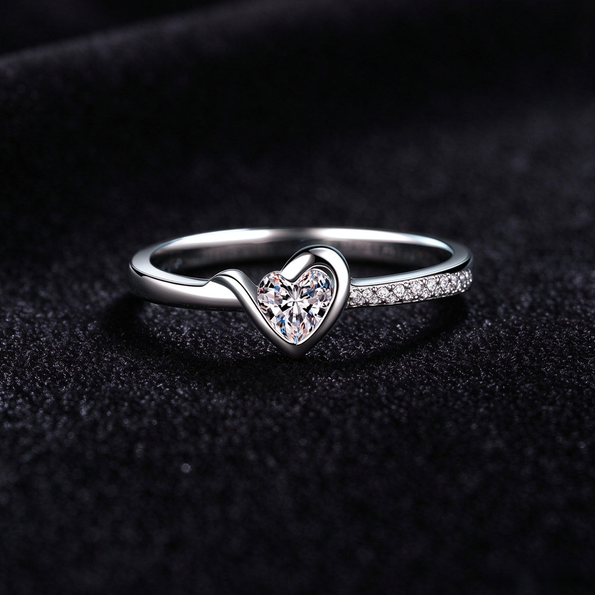 0.3 Carat Heart Shape Moissanite Solitaire Ring, 925 Sterling Silver Dainty Love Promise Ring for Women