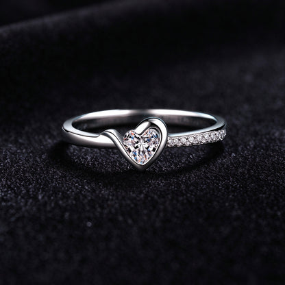 0.3 Carat Heart Shape Moissanite Solitaire Ring, 925 Sterling Silver Dainty Love Promise Ring for Women