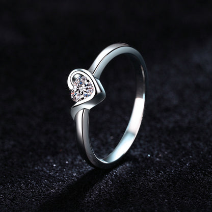 0.3 Carat Heart Shape Moissanite Solitaire Ring, 925 Sterling Silver Dainty Love Promise Ring for Women