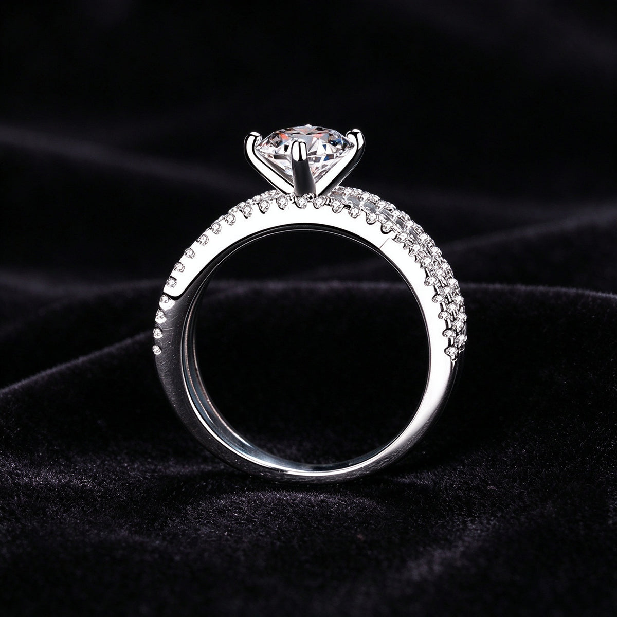 1 Carat Moissanite Crossover Ring, 925 Sterling Silver Double Band Twisted Promise Ring for Women