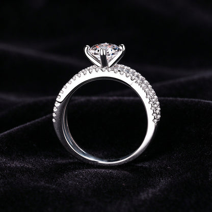 1 Carat Moissanite Crossover Ring, 925 Sterling Silver Double Band Twisted Promise Ring for Women