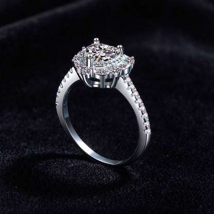 1 Carat Moissanite Vintage Halo Ring, 925 Sterling Silver Cluster Promise Ring for Women