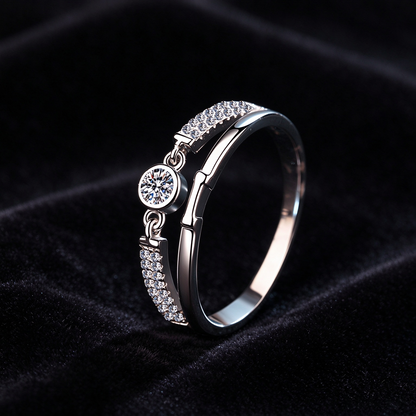 0.1 Carat Moissanite Ring, 925 Sterling Silver Interlocking Double Band Minimalist Ring for Women