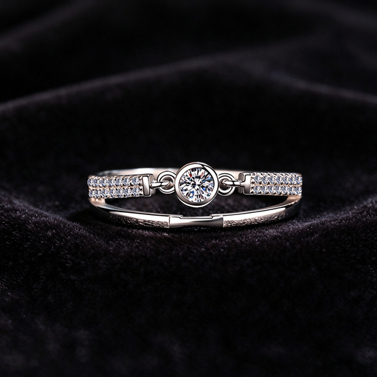 0.1 Carat Moissanite Ring, 925 Sterling Silver Interlocking Double Band Minimalist Ring for Women