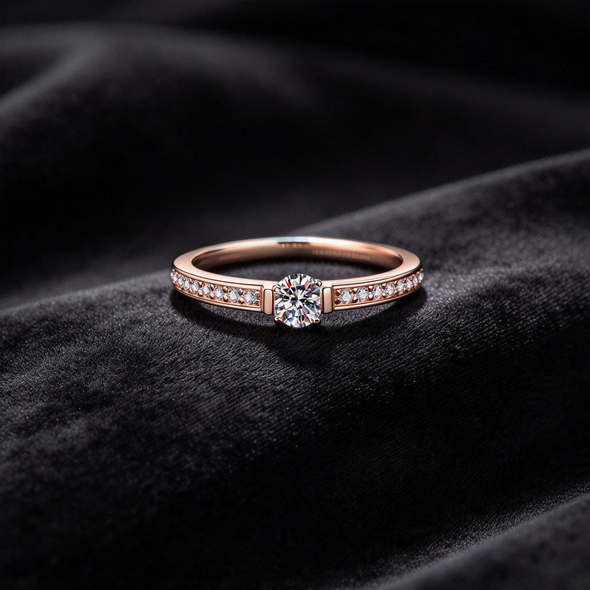 30 Points Moissanite Rose Gold Ring, 925 Sterling Silver Rose Gold Plated Channel Set Ring, Minimalist Women’s Wedding Band