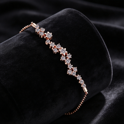 0.585ct Star Moissanite Bracelet, Rose Gold Plated S925 Sterling Silver Adjustable Slider Bracelet for Women