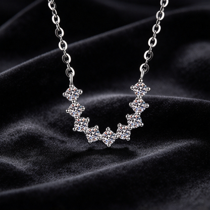 0.54ct V Shape Smile Moissanite Necklace, S925 Sterling Silver Cluster Pendant Necklace for Women