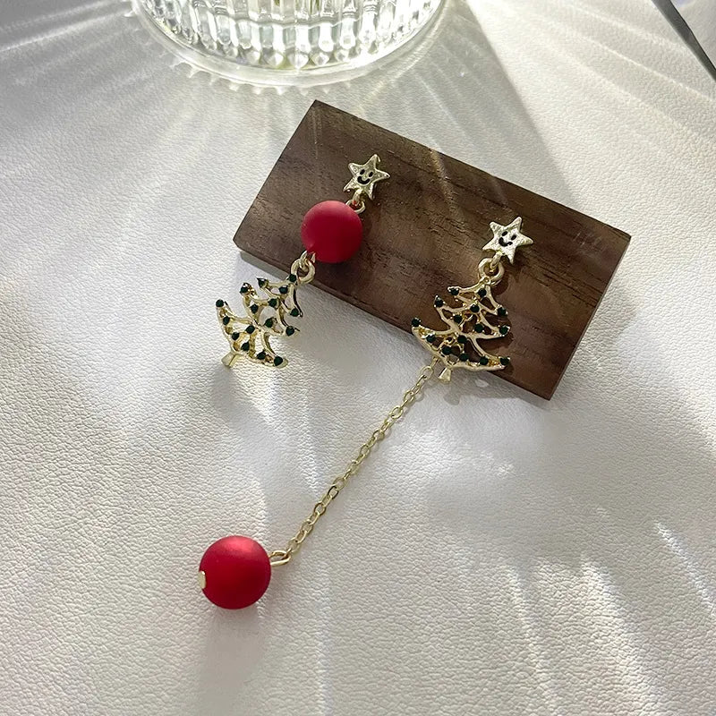 Full Diamond Green Christmas Tree Earrings