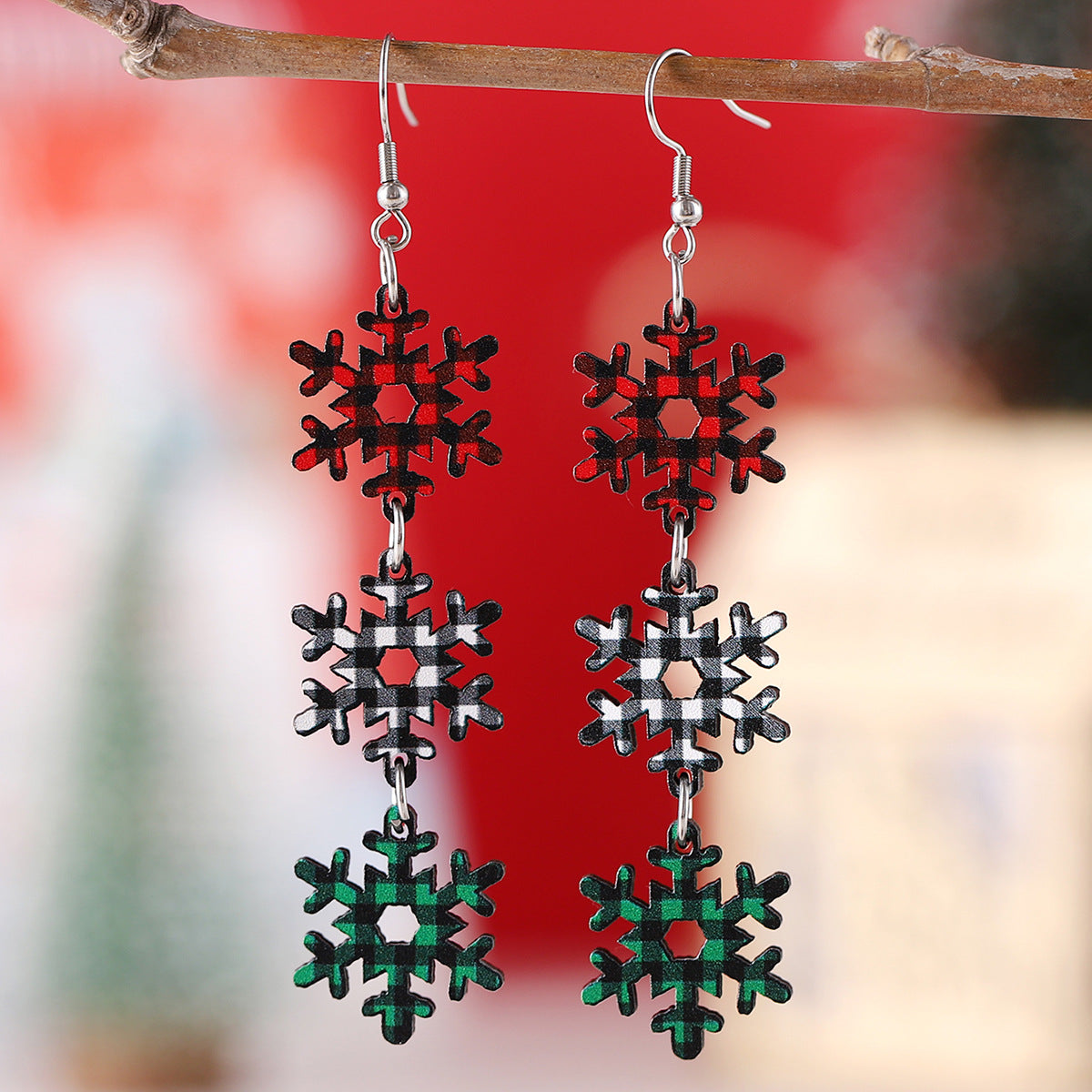 Christmas Tree Snowflake Earrings