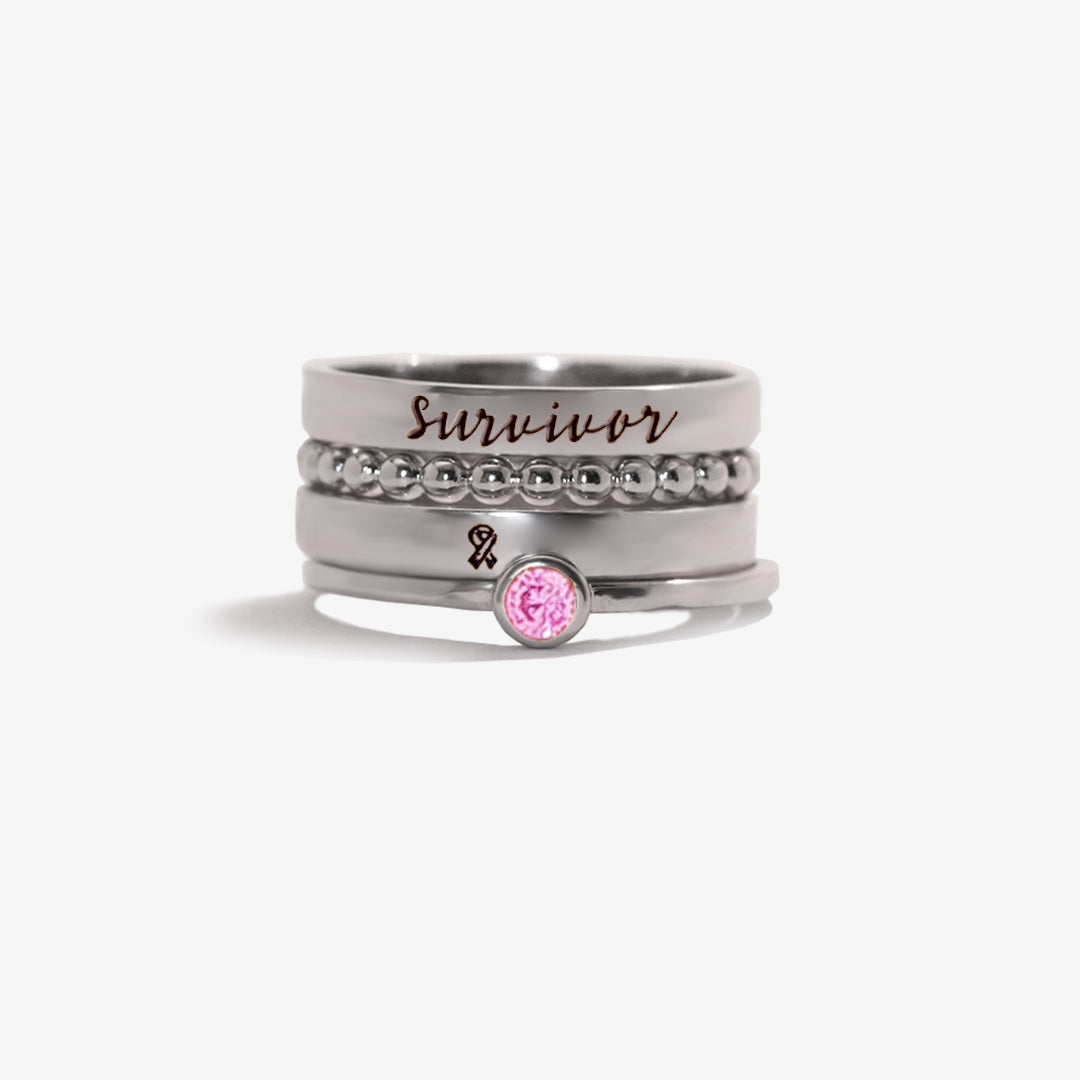 Breast Cancer Awareness-I Am Enough Four-layer stacking ring